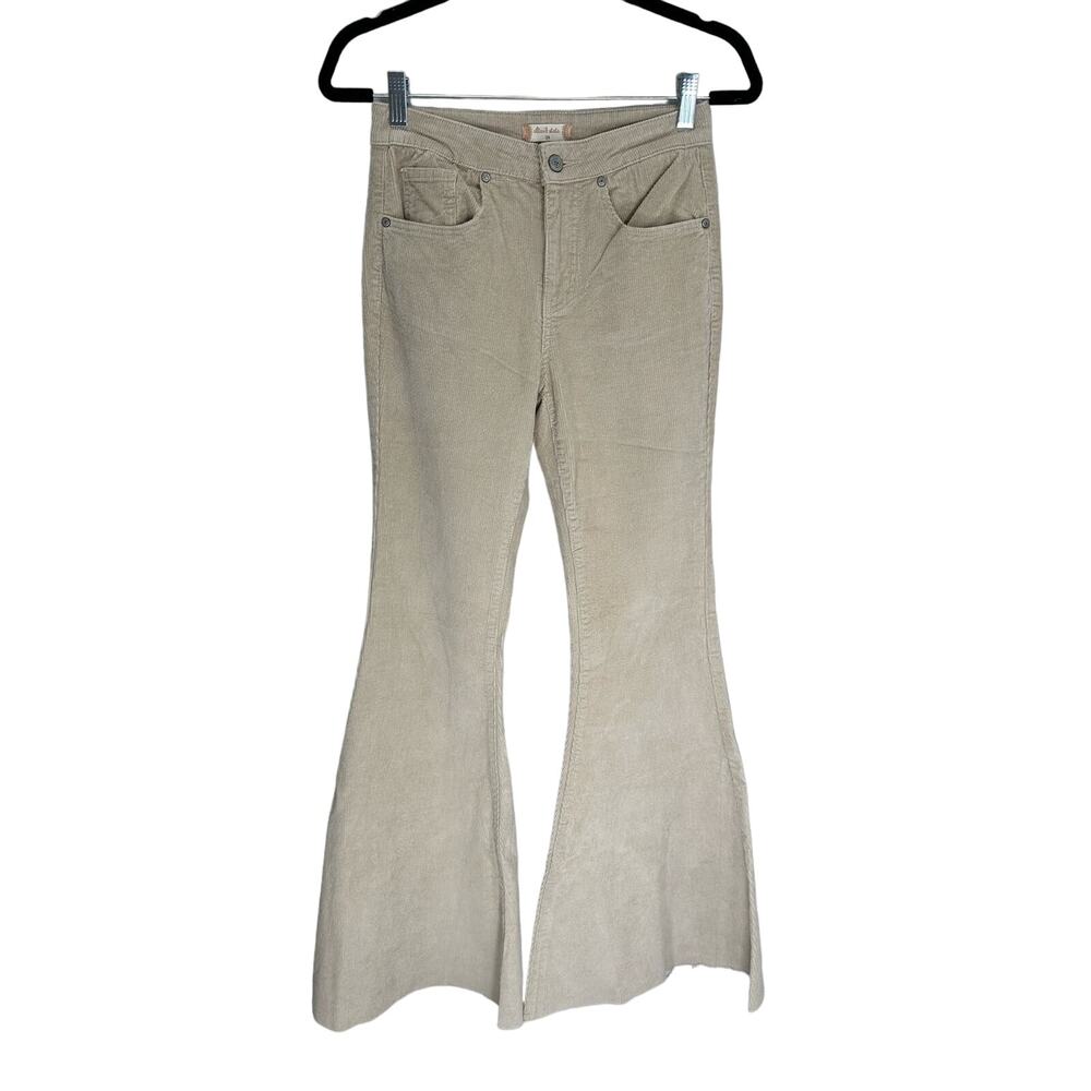 Altar'd State Women's Ella Beige Corduroy Flare Pants sz 24